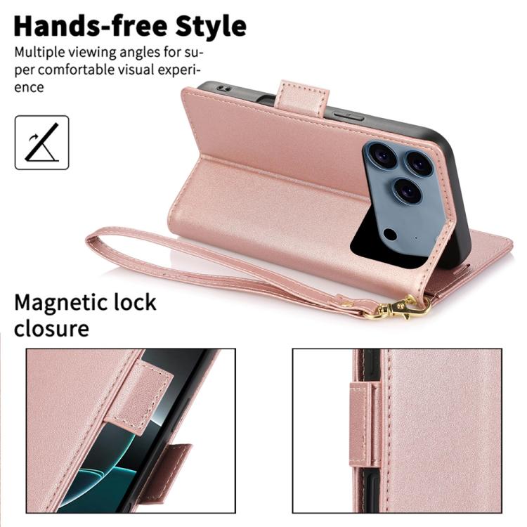 For iPhone 17 Pro Side Buckle RFID Anti-theft Leather Phone Case