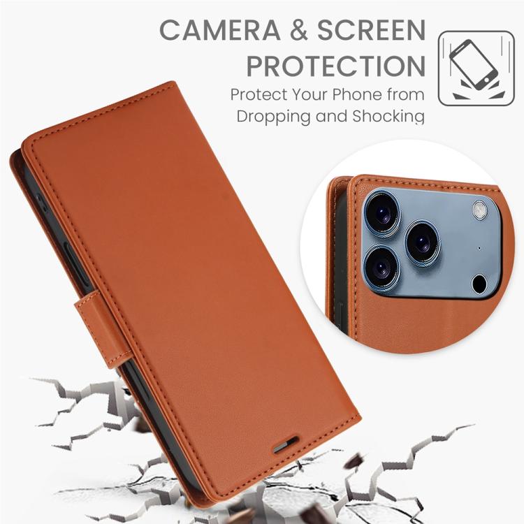 For iPhone 17 Pro Side Buckle RFID Anti-theft Leather Phone Case