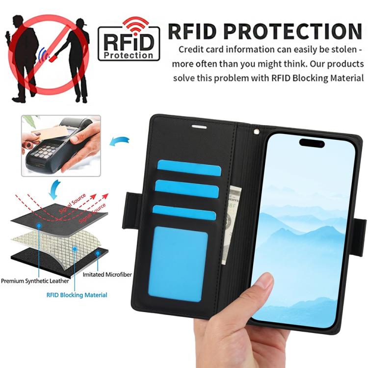 For iPhone 17 Side Buckle RFID Anti-theft Leather Phone Case