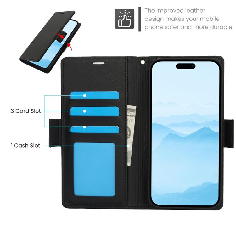 For iPhone 17 Side Buckle RFID Anti-theft Leather Phone Case