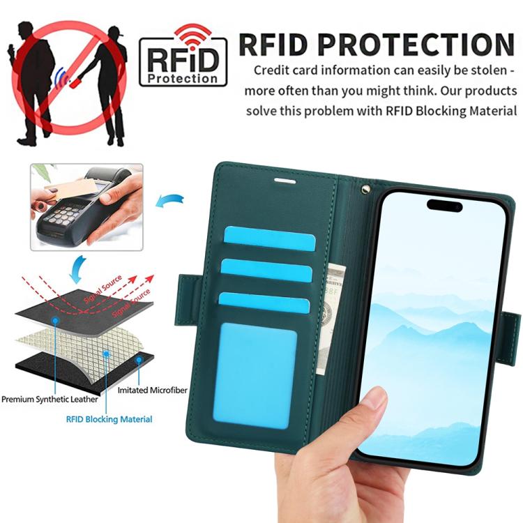 For iPhone 17 Side Buckle RFID Anti-theft Leather Phone Case