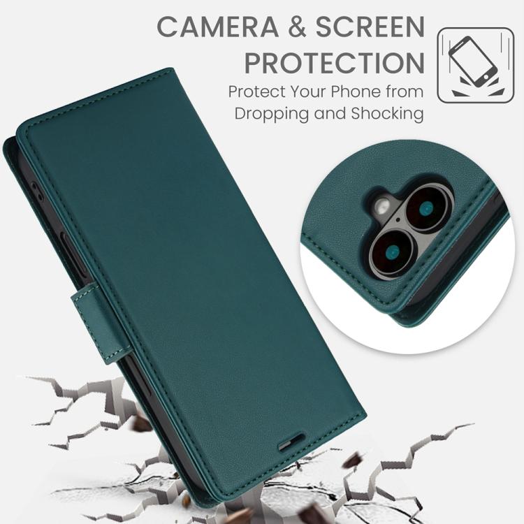 For iPhone 17 Side Buckle RFID Anti-theft Leather Phone Case