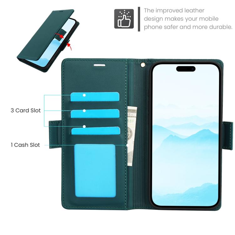 For iPhone 17 Side Buckle RFID Anti-theft Leather Phone Case