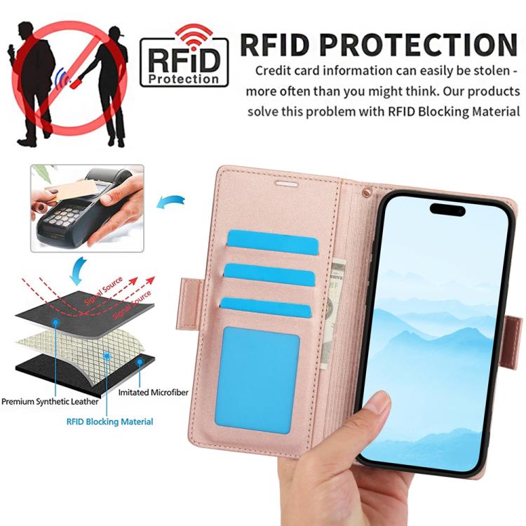 For iPhone 17 Side Buckle RFID Anti-theft Leather Phone Case