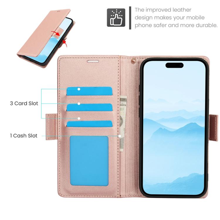 For iPhone 17 Side Buckle RFID Anti-theft Leather Phone Case