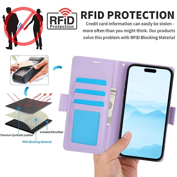 For iPhone 17 Side Buckle RFID Anti-theft Leather Phone Case