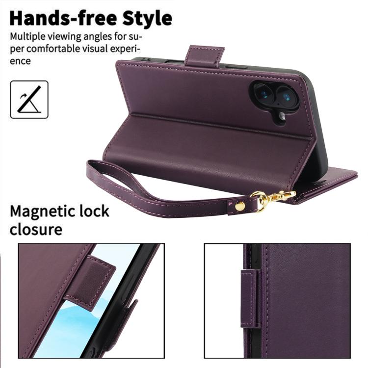 For iPhone 17 Side Buckle RFID Anti-theft Leather Phone Case