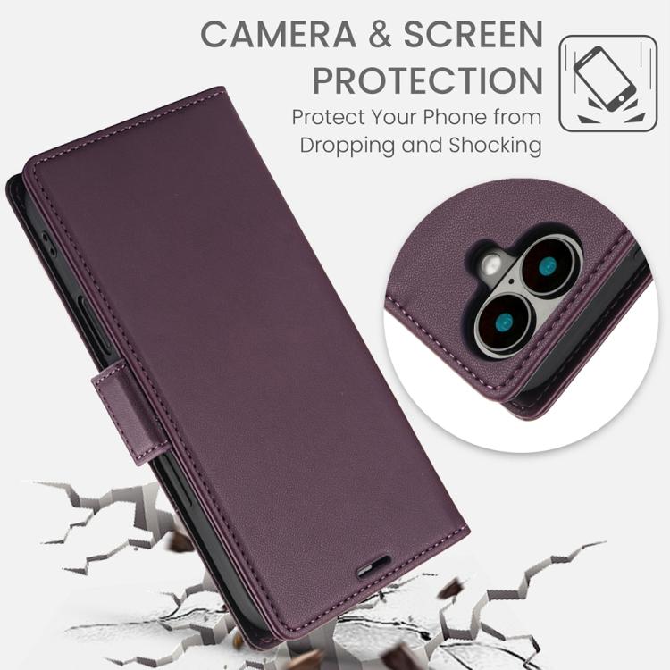 For iPhone 17 Side Buckle RFID Anti-theft Leather Phone Case