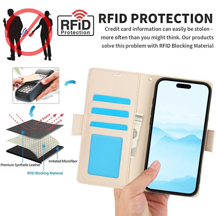 For iPhone 17 Side Buckle RFID Anti-theft Leather Phone Case