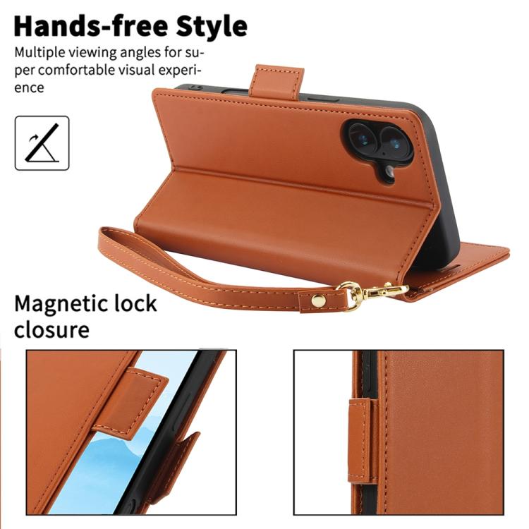 For iPhone 17 Side Buckle RFID Anti-theft Leather Phone Case