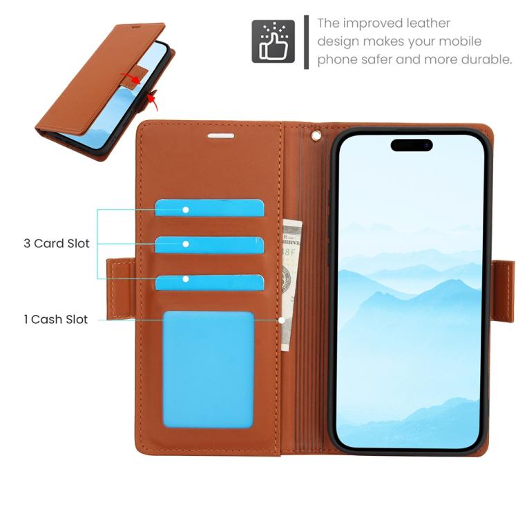 For iPhone 17 Side Buckle RFID Anti-theft Leather Phone Case