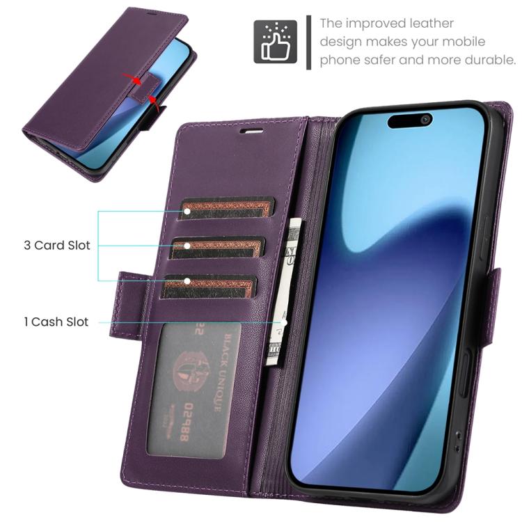 For iPhone Air Side Buckle RFID Anti-theft Leather Phone Case