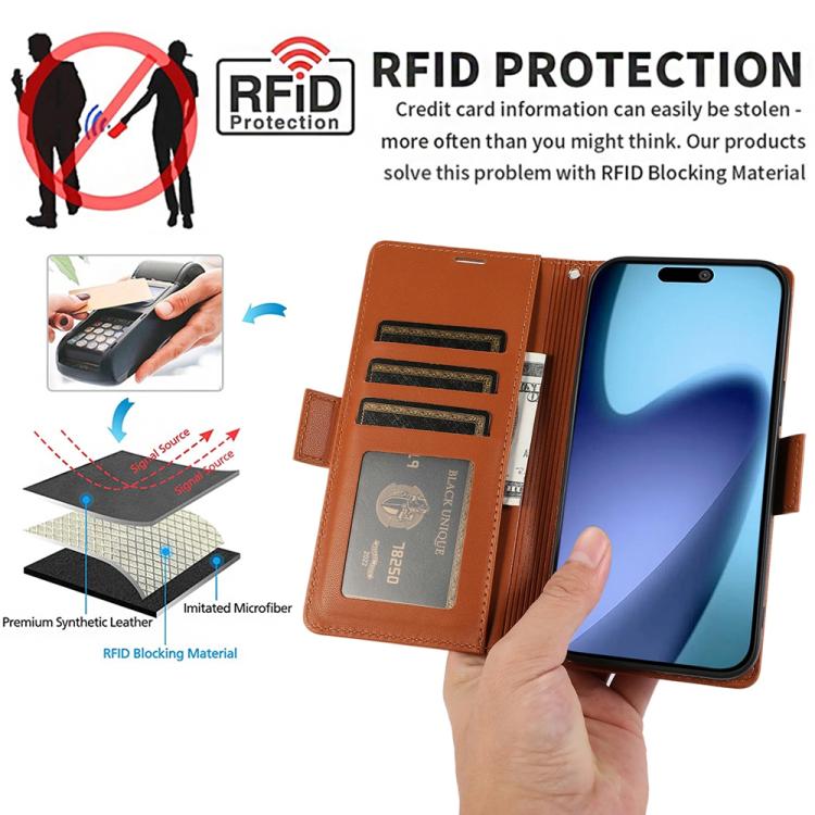 For iPhone Air Side Buckle RFID Anti-theft Leather Phone Case