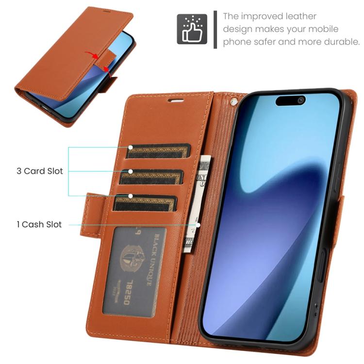 For iPhone Air Side Buckle RFID Anti-theft Leather Phone Case
