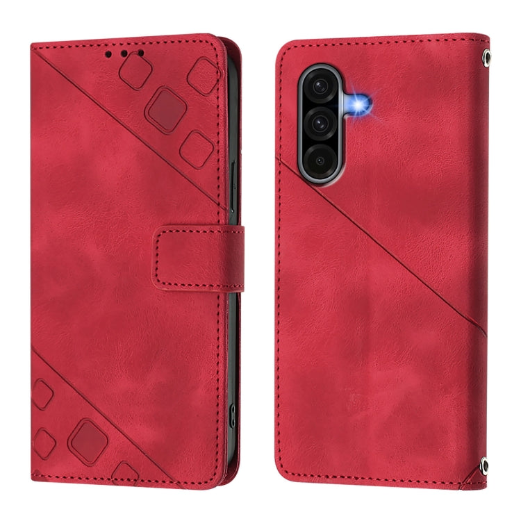 For Samsung Galaxy A56 5G Skin-feel Embossed Leather Phone Case