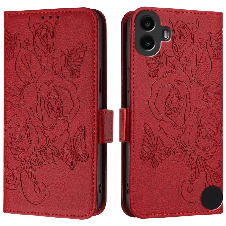 For Nothing CMF Phone 1 Embossed Rose RFID Anti-theft Leather Phone Case