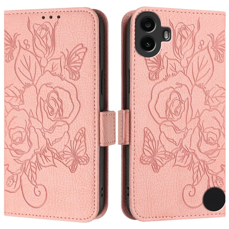 For Nothing CMF Phone 1 Embossed Rose RFID Anti-theft Leather Phone Case
