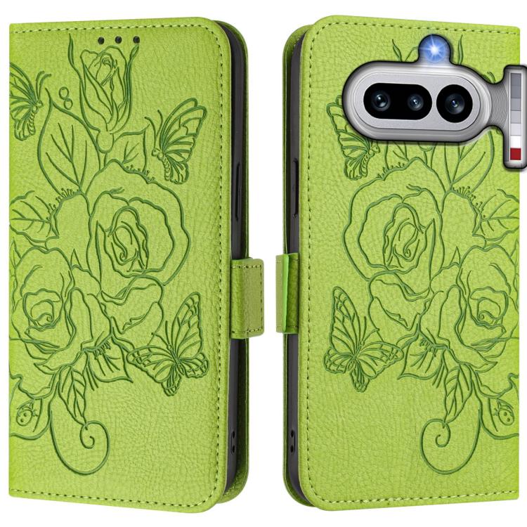 For Nothing Phone 4a Embossed Rose RFID Anti-theft Leather Phone Case