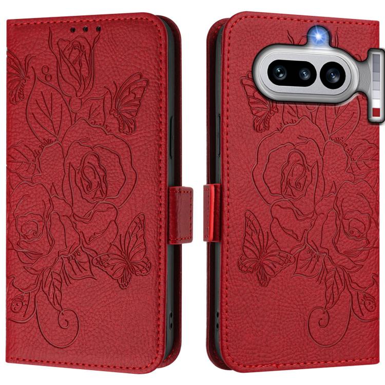 For Nothing Phone 4a Embossed Rose RFID Anti-theft Leather Phone Case