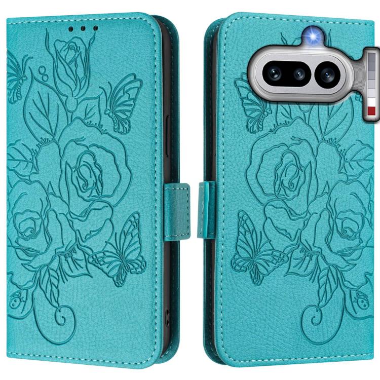 For Nothing Phone 4a Embossed Rose RFID Anti-theft Leather Phone Case