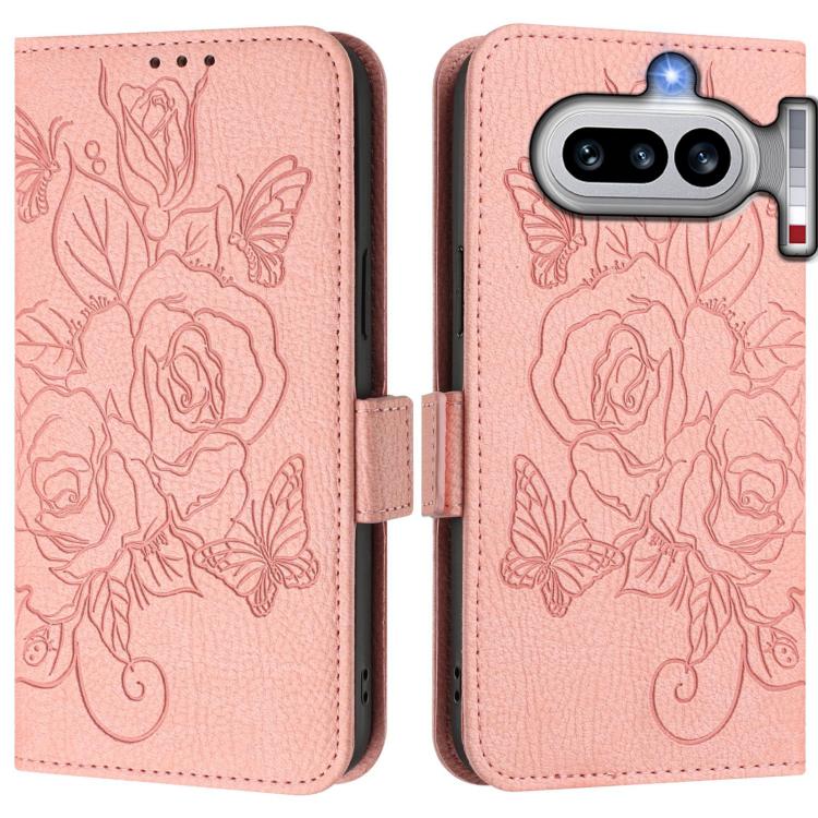 For Nothing Phone 4a Embossed Rose RFID Anti-theft Leather Phone Case