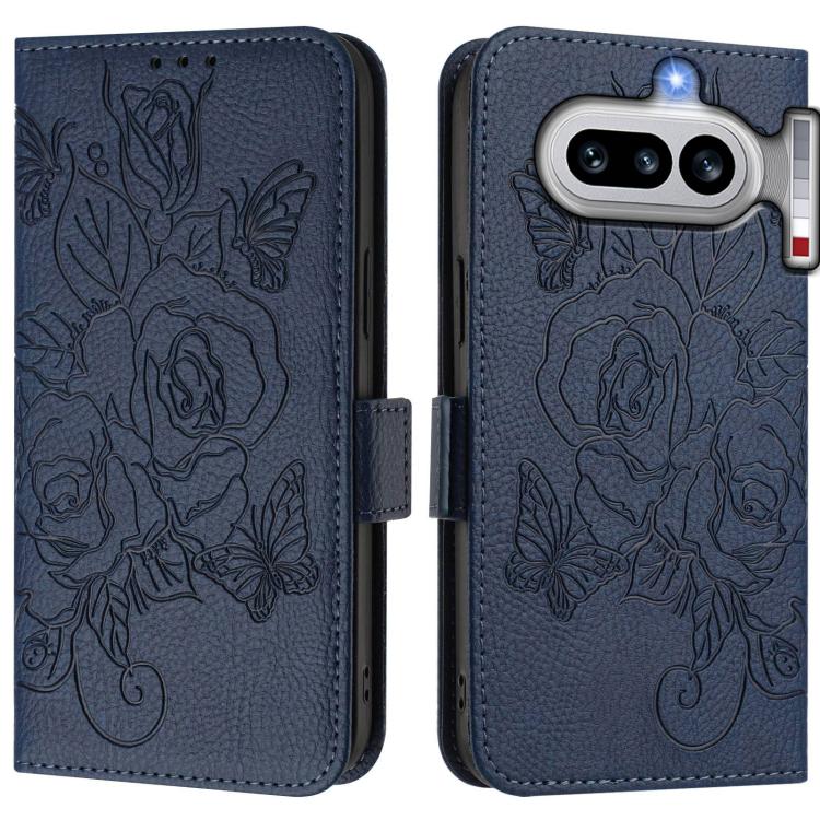 For Nothing Phone 4a Embossed Rose RFID Anti-theft Leather Phone Case