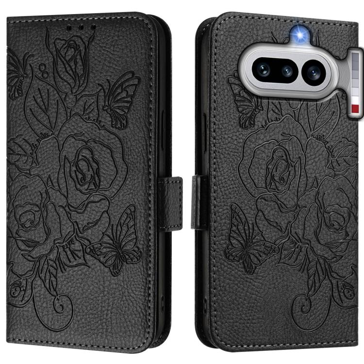For Nothing Phone 4a Embossed Rose RFID Anti-theft Leather Phone Case
