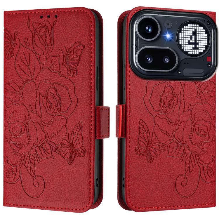 For Nothing Phone 4a Pro Embossed Rose RFID Anti-theft Leather Phone Case