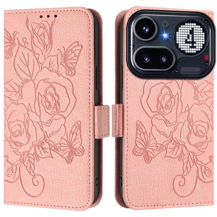 For Nothing Phone 4a Pro Embossed Rose RFID Anti-theft Leather Phone Case