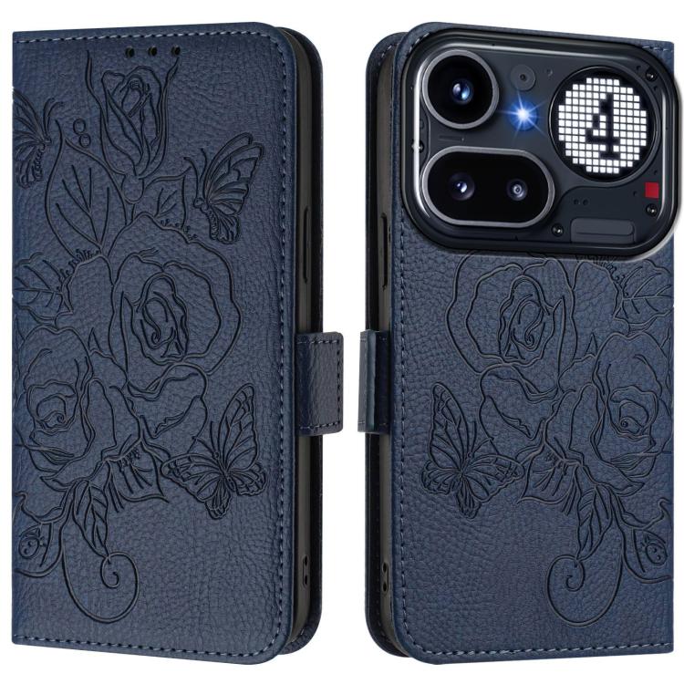 For Nothing Phone 4a Pro Embossed Rose RFID Anti-theft Leather Phone Case