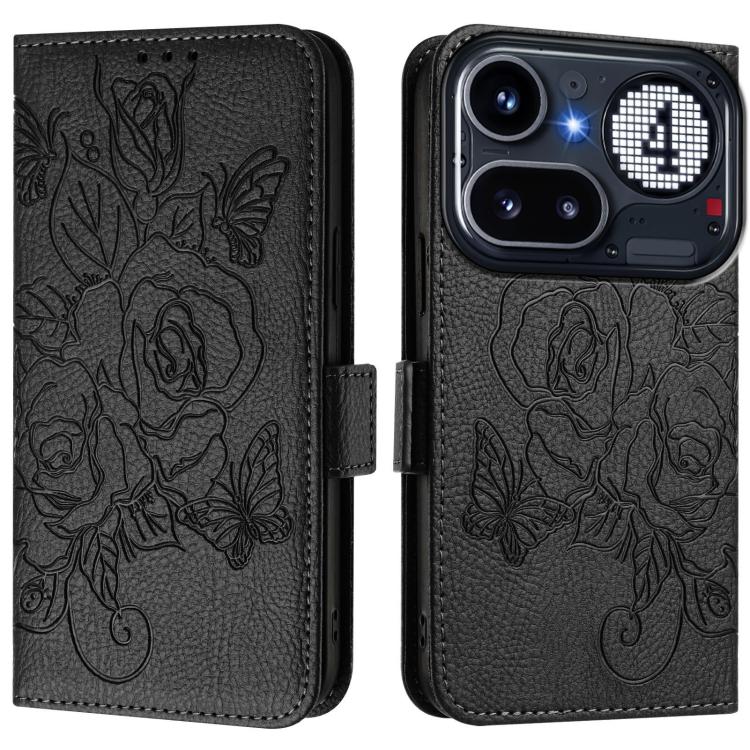 For Nothing Phone 4a Pro Embossed Rose RFID Anti-theft Leather Phone Case