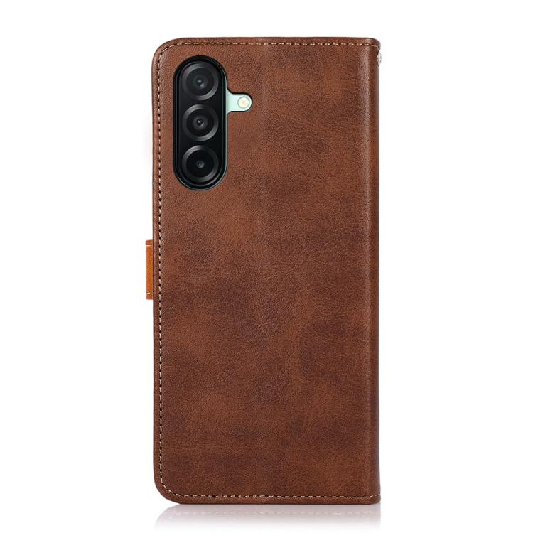 For Samsung Galaxy A27 5G KHAZNEH Dual-color Cowhide Texture Flip Leather Phone Case