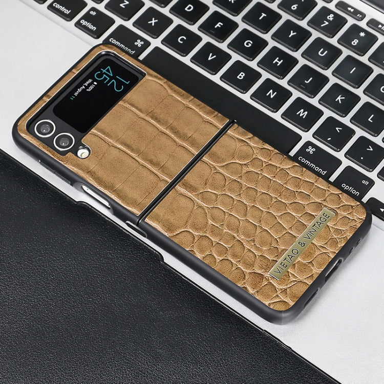 For Samsung Galaxy Z Flip4 VIETAO Crocodile Texture PU Leather Phone Case