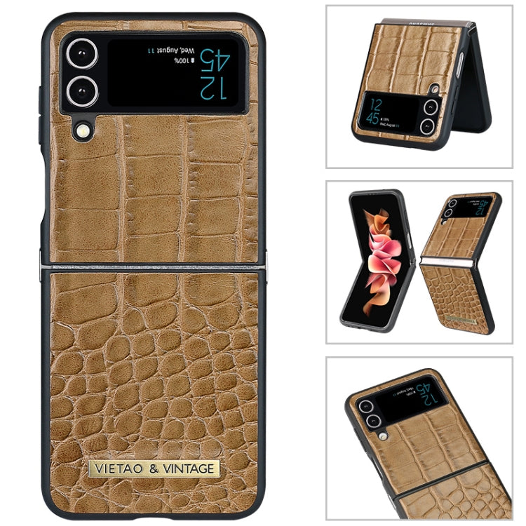 For Samsung Galaxy Z Flip4 VIETAO Crocodile Texture PU Leather Phone Case