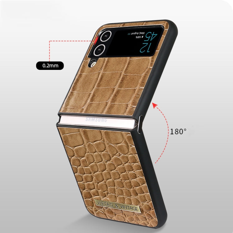For Samsung Galaxy Z Flip4 VIETAO Crocodile Texture PU Leather Phone Case