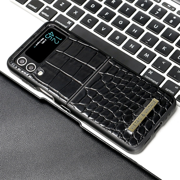 For Samsung Galaxy Z Flip4 VIETAO Crocodile Texture PU Leather Phone Case