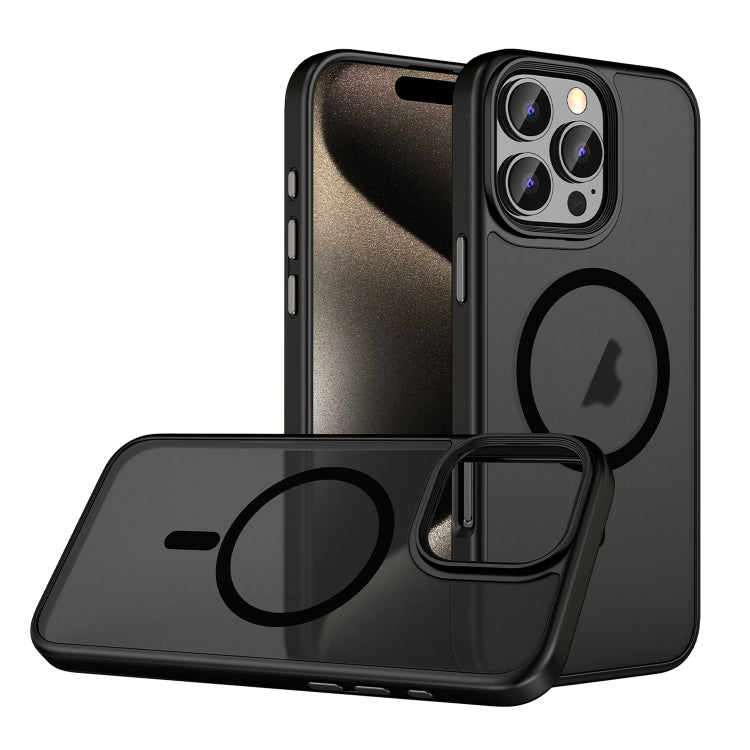 For iPhone 15 Pro Max Skin Feel Frosted MagSafe Magnetic Phone Case - Transparent Black