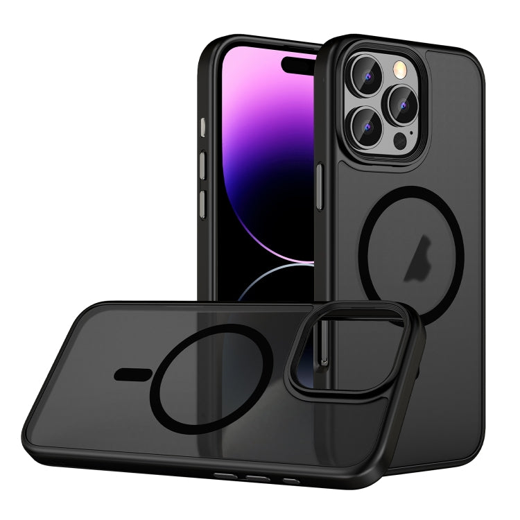 For iPhone 14 Pro Max Skin Feel Frosted MagSafe Magnetic Phone Case - Transparent Black