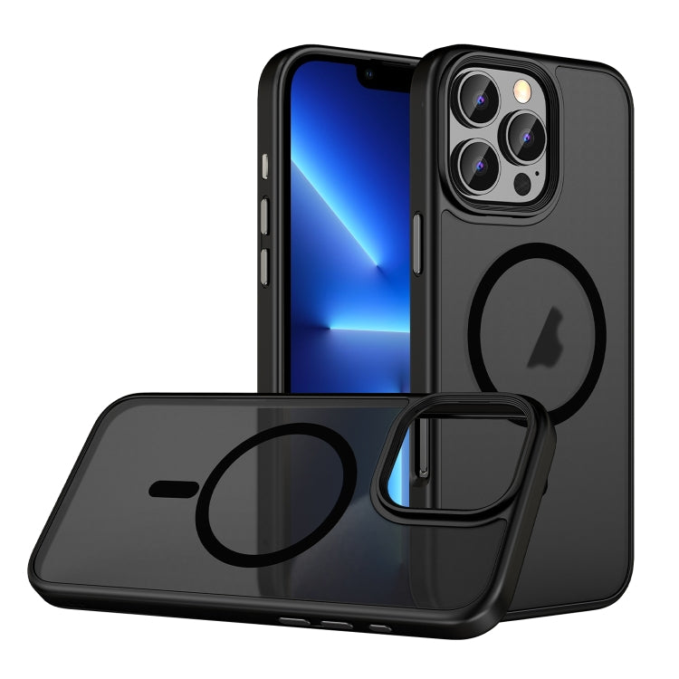 For iPhone 13 Pro Max Skin Feel Frosted MagSafe Magnetic Phone Case - Transparent Black