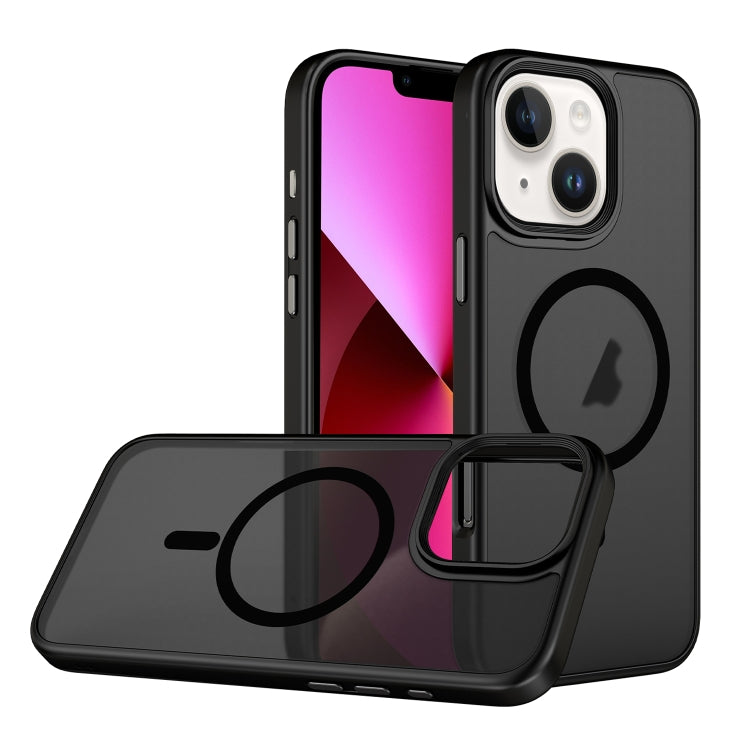 For iPhone 13 Skin Feel Frosted MagSafe Magnetic Phone Case - Transparent Black