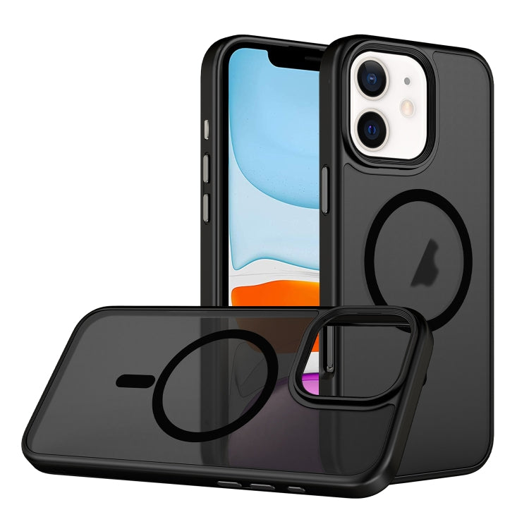 For iPhone 11 Skin Feel Frosted MagSafe Magnetic Phone Case - Transparent Black