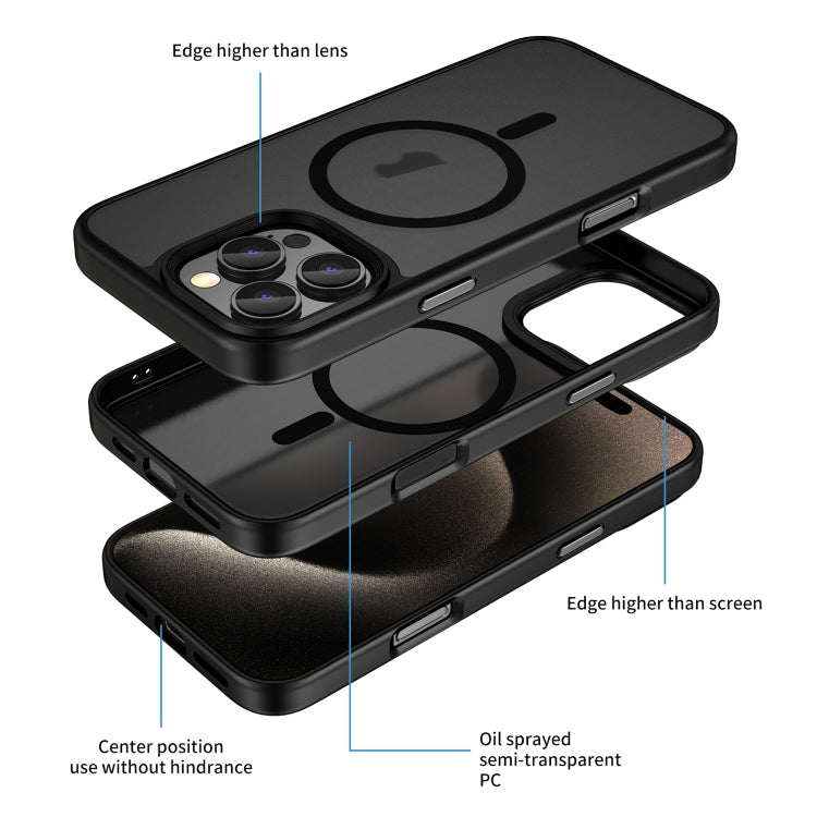 For iPhone 14 Skin Feel Frosted MagSafe Magnetic Phone Case - Transparent Black