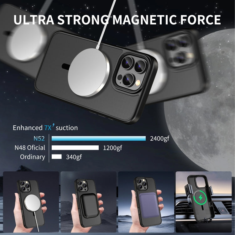 For iPhone 15 Pro Skin Feel Frosted MagSafe Magnetic Phone Case - Transparent Black
