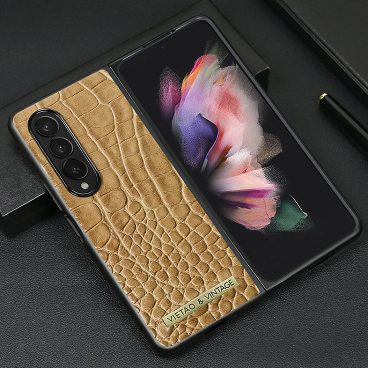 For Samsung Galaxy Z Fold4 VIETAO Crocodile Texture PU Leather Phone Case