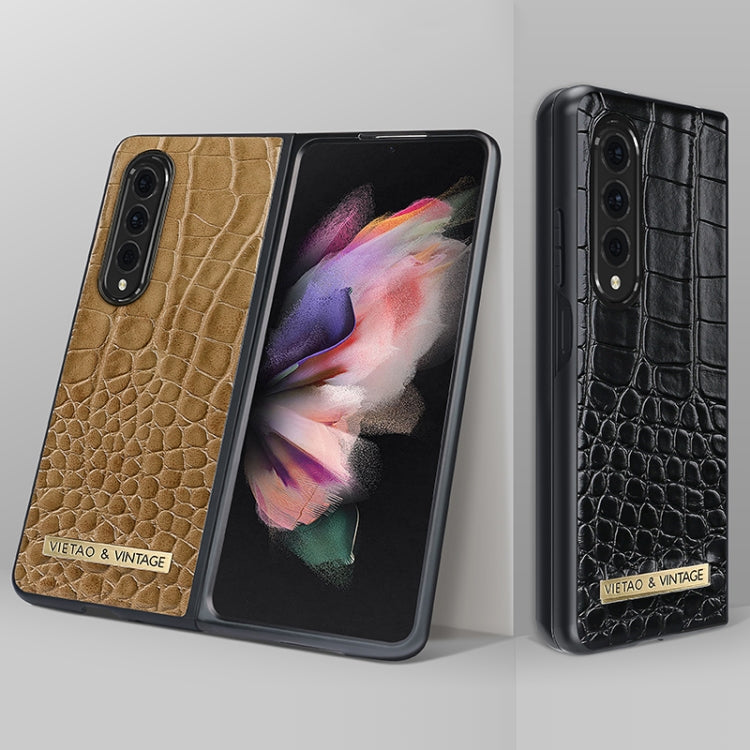 For Samsung Galaxy Z Fold4 VIETAO Crocodile Texture PU Leather Phone Case
