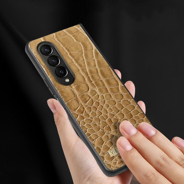 For Samsung Galaxy Z Fold4 VIETAO Crocodile Texture PU Leather Phone Case