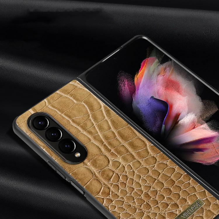 For Samsung Galaxy Z Fold4 VIETAO Crocodile Texture PU Leather Phone Case