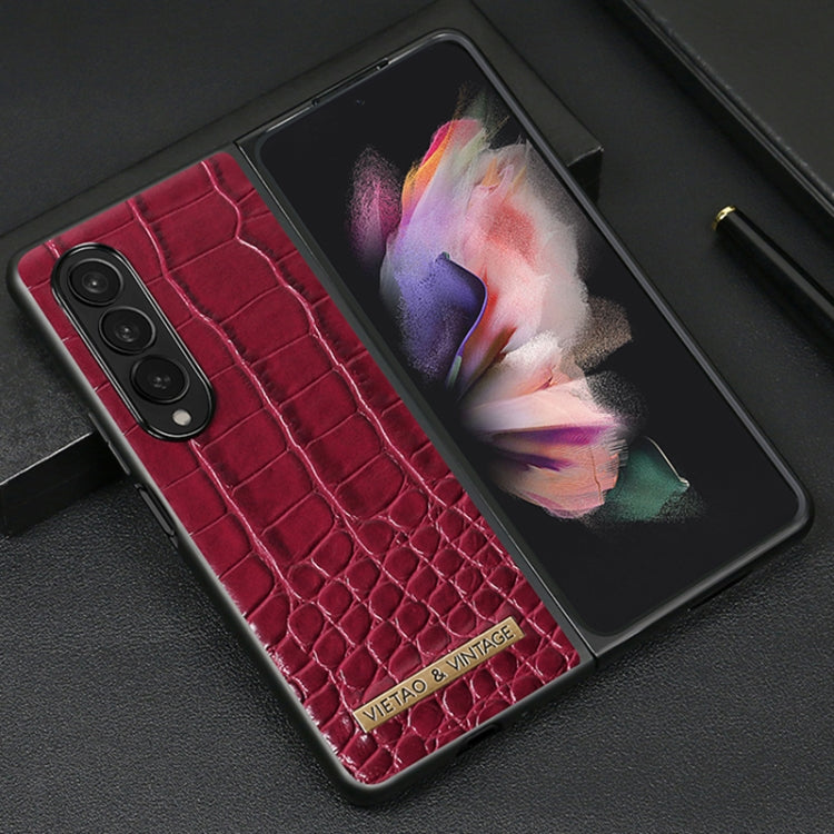 For Samsung Galaxy Z Fold4 VIETAO Crocodile Texture PU Leather Phone Case