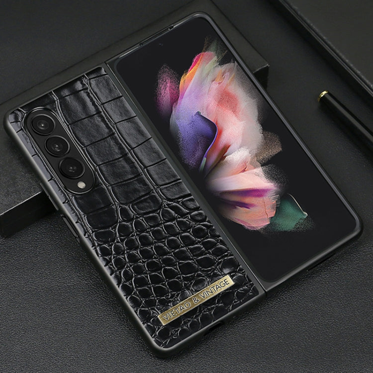 For Samsung Galaxy Z Fold4 VIETAO Crocodile Texture PU Leather Phone Case