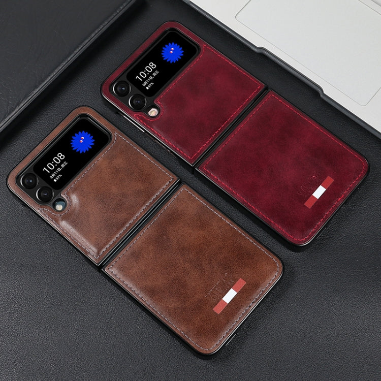 For Samsung Galaxy Z Flip4 VIETAO Plain Leather PU Phone Case